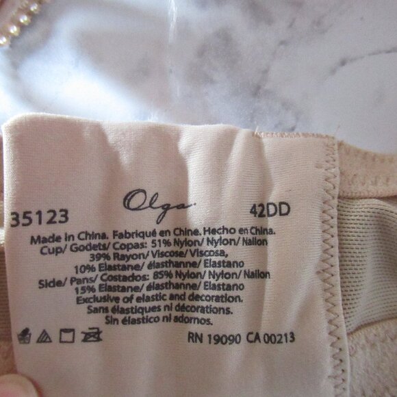 Olga Bra 42DD Beige Lace Lined Underwire 35123 - Picture 2 of 3